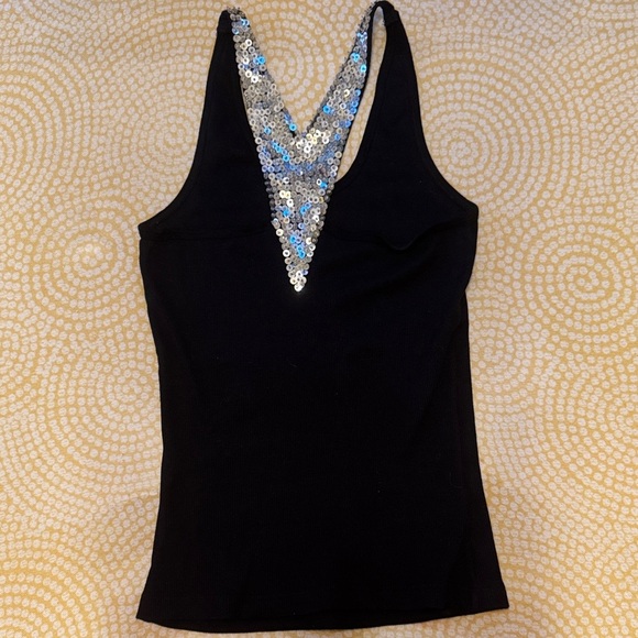 Sky Black and Silver Back Sequin Tank Top - Picture 1 of 6